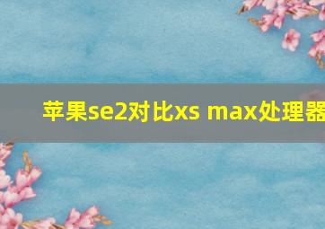 苹果se2对比xs max处理器